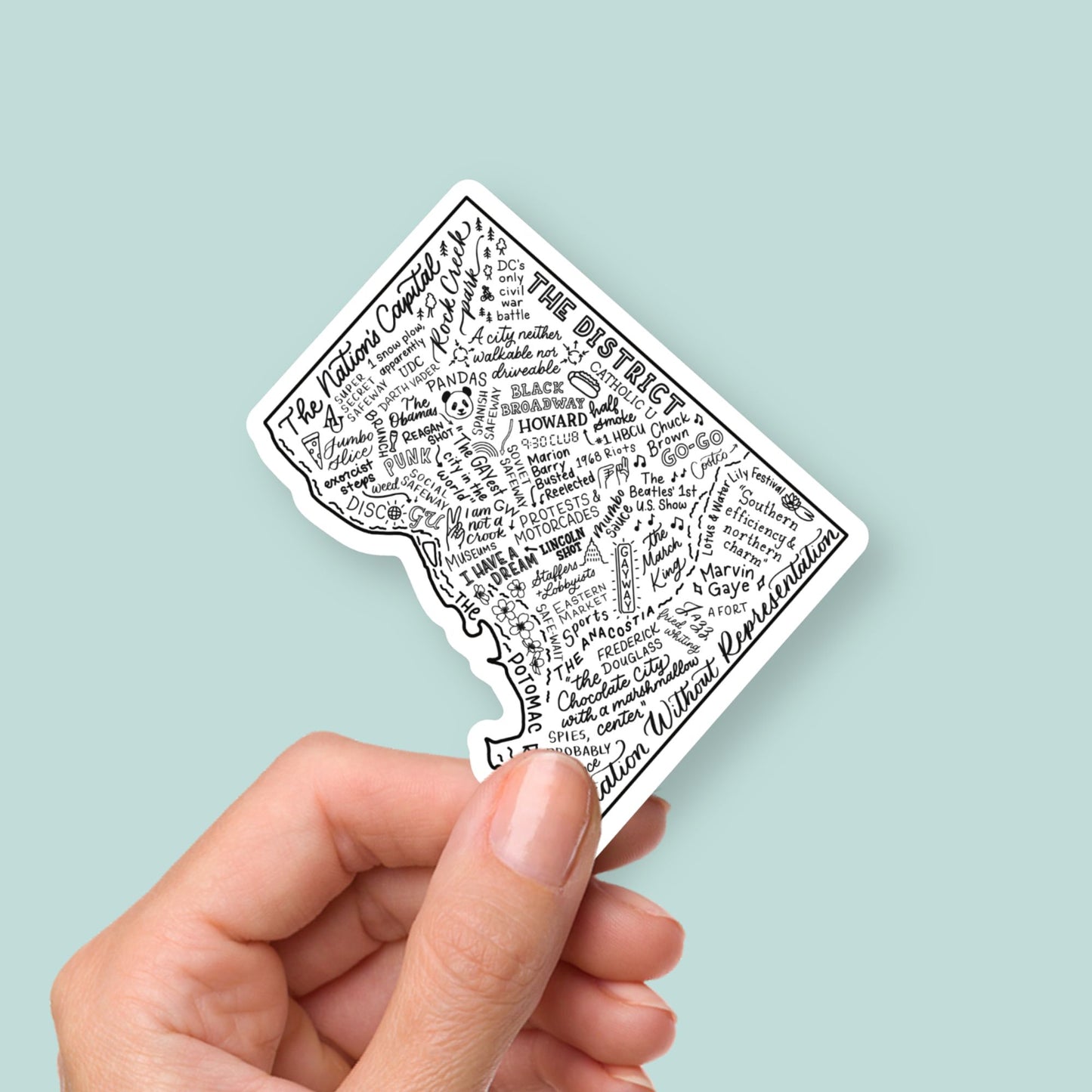 Map of DC Stickers, Washington DC History & Neighborhoods