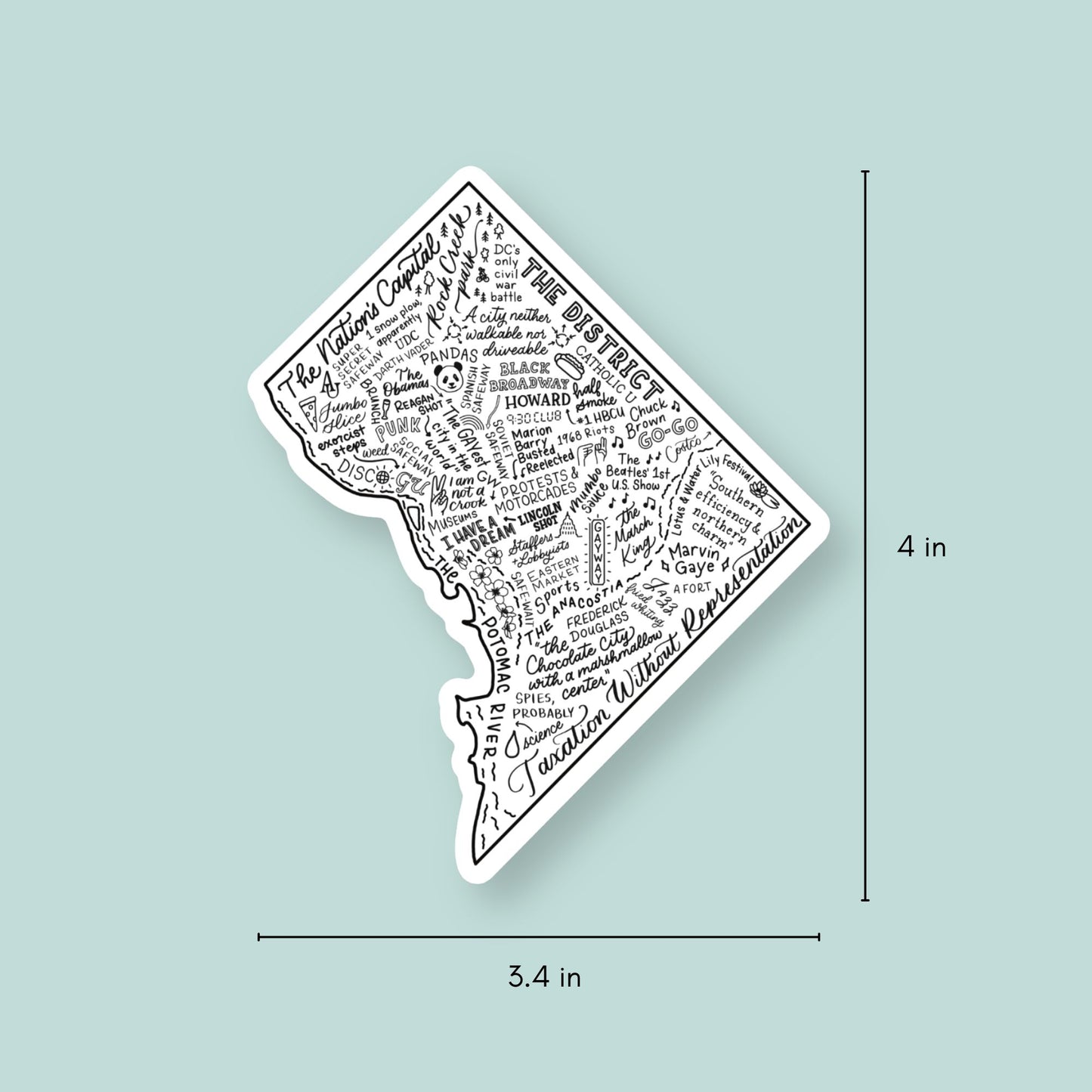 Map of DC Stickers, Washington DC History & Neighborhoods