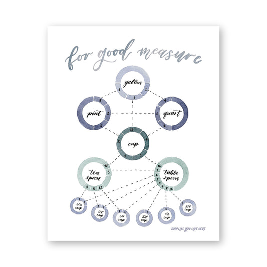 Kitchen Conversion Chart, Kitchen Art Print, Cooking Gifts