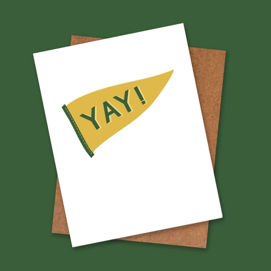 Green and Gold Pennant Graduation Cards for Him or for Her