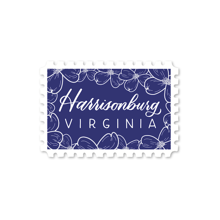 Harrisonburg VA Town Stamp Stickers | Virginia Stickers