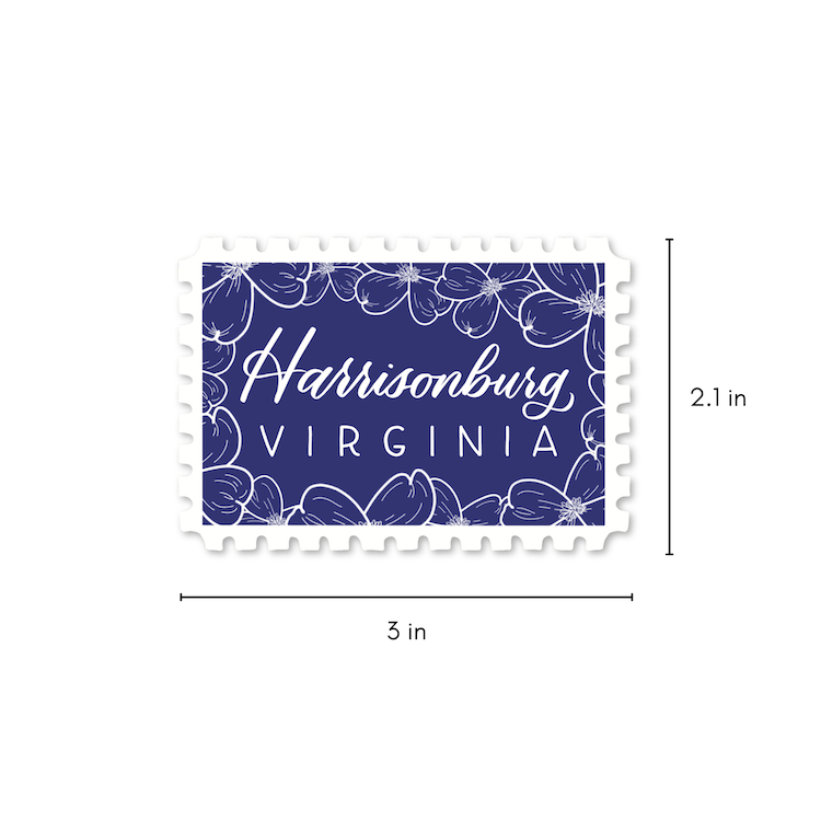 Harrisonburg VA Town Stamp Stickers | Virginia Stickers