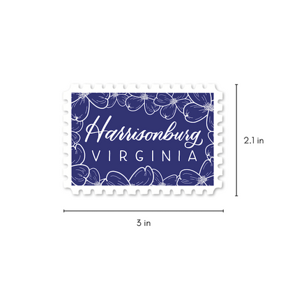 Harrisonburg VA Town Stamp Stickers | Virginia Stickers