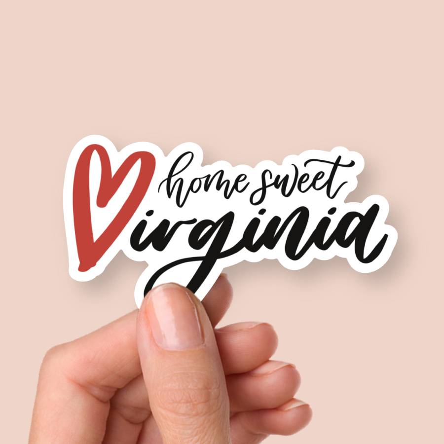 Home Sweet Virginia Sticker Black and Red | State Stickers