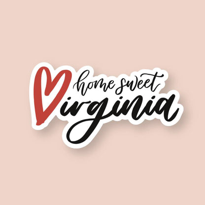 Home Sweet Virginia Sticker Black and Red | State Stickers