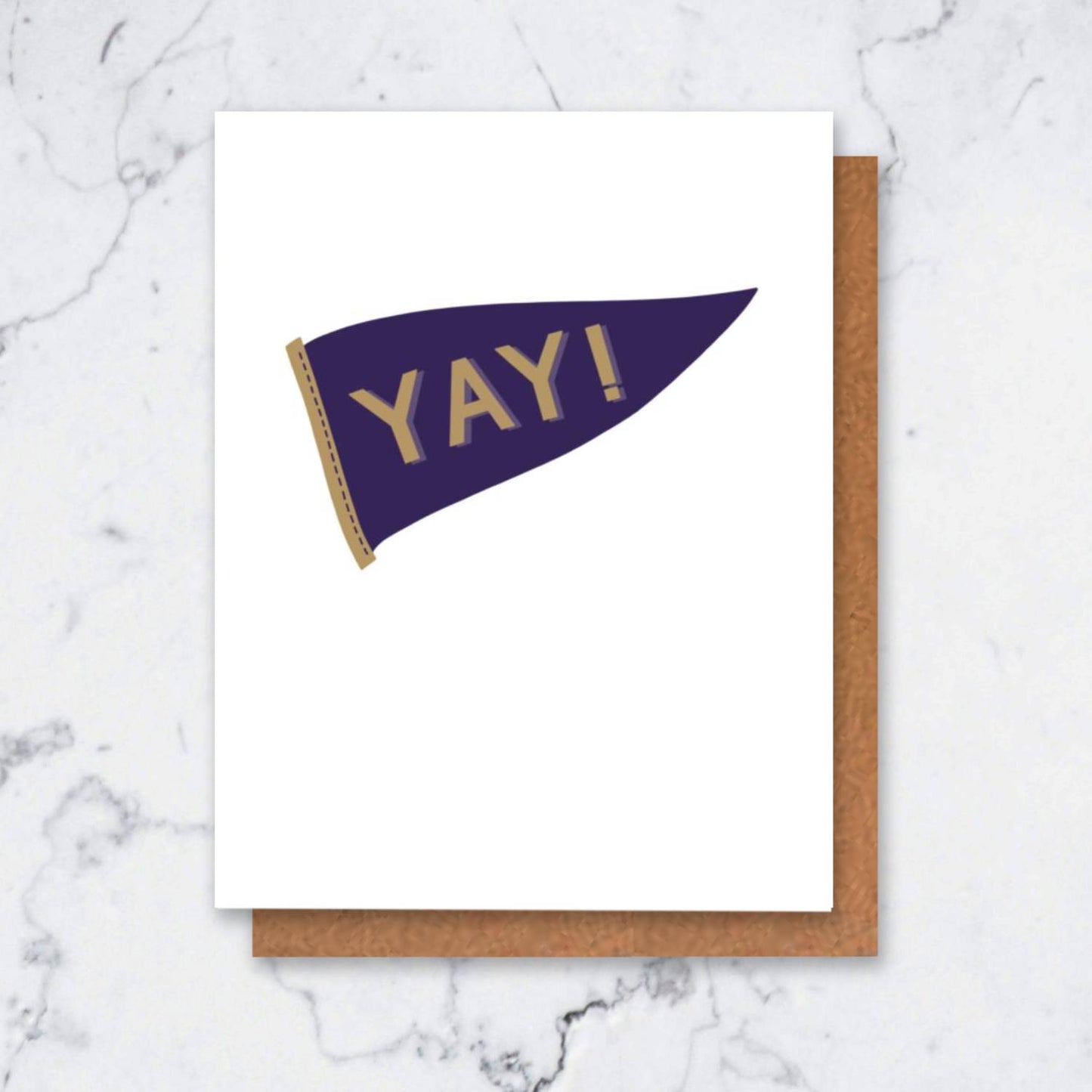 Purple and Gold Pennant Graduation Cards for Him or for Her