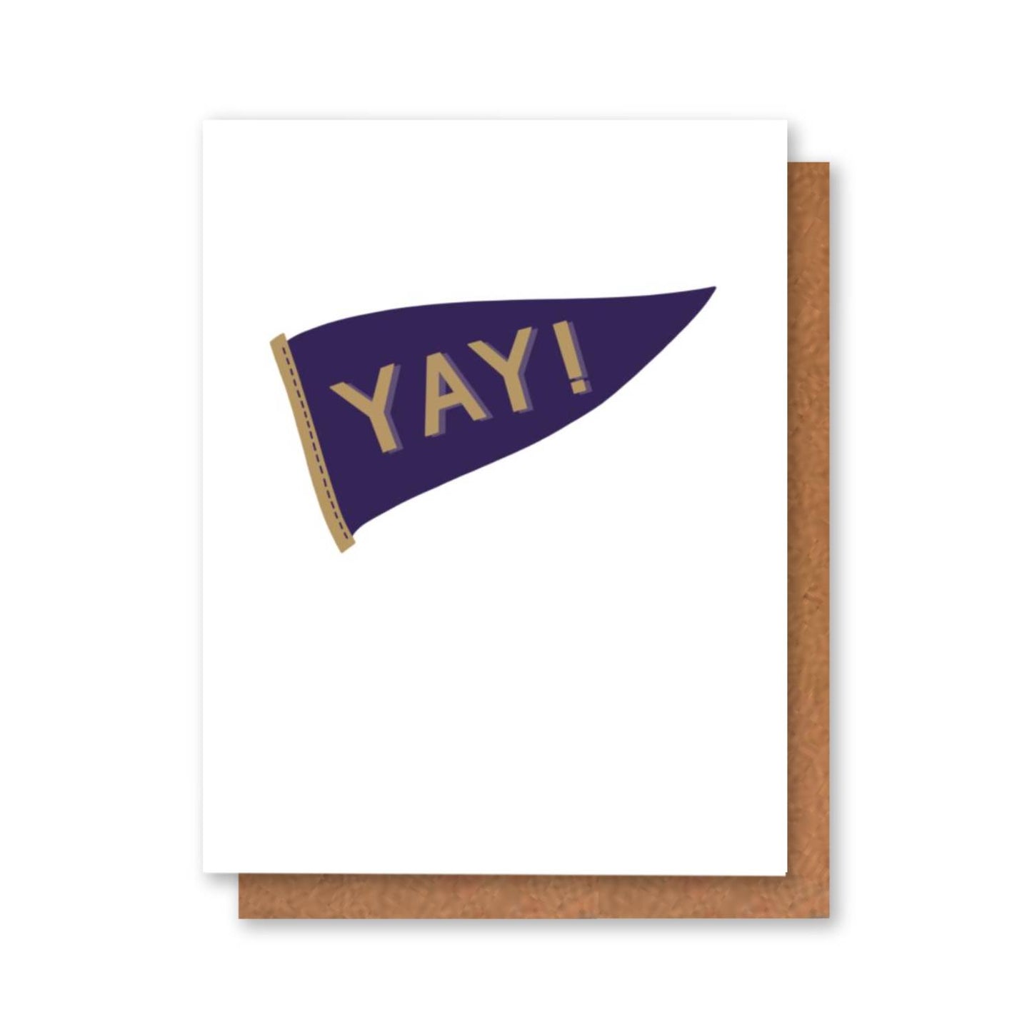 Purple and Gold Pennant Graduation Cards for Him or for Her