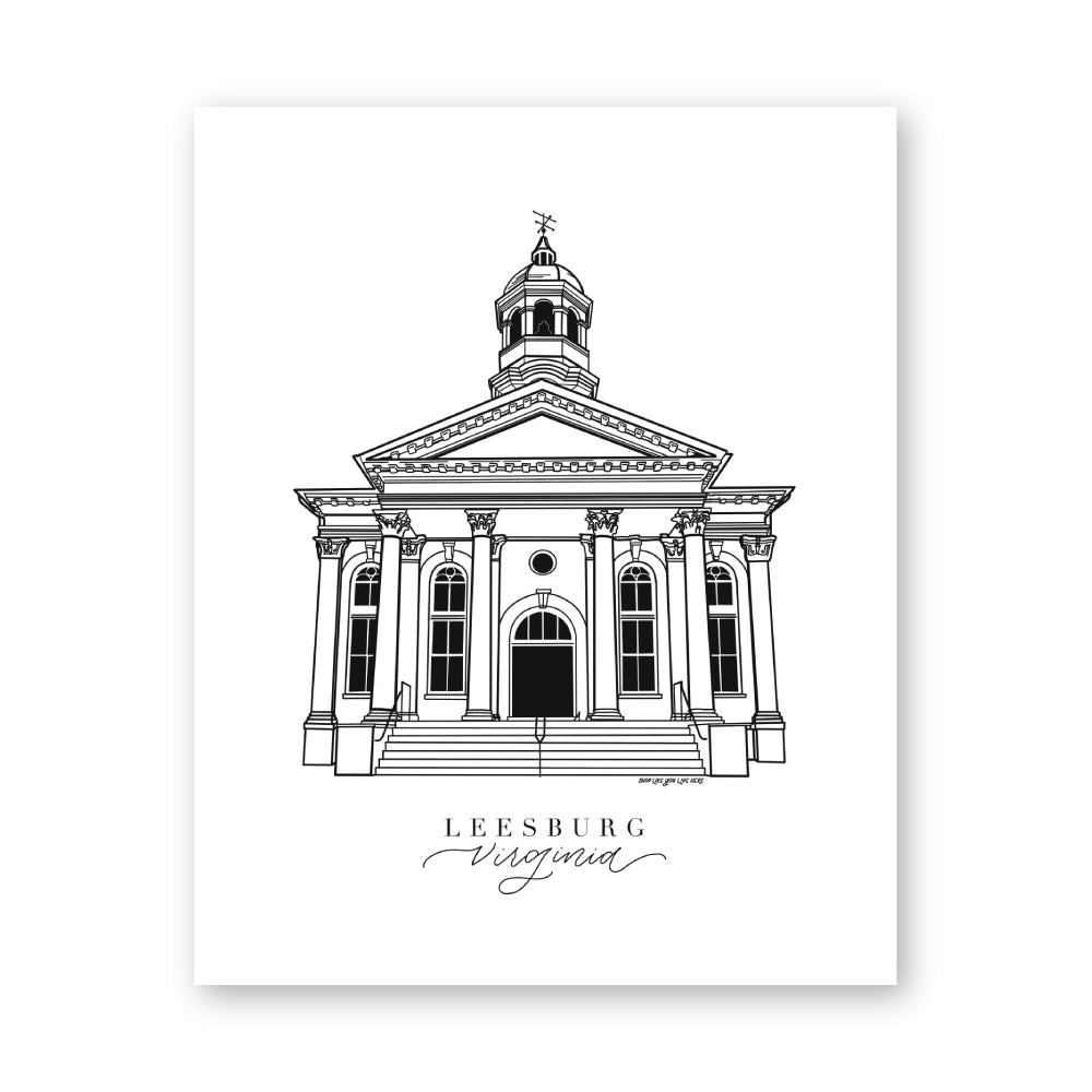 Leesburg Virginia Courthouse Art Print | Northern Virginia