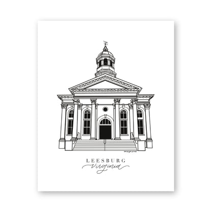Leesburg Virginia Courthouse Art Print | Northern Virginia