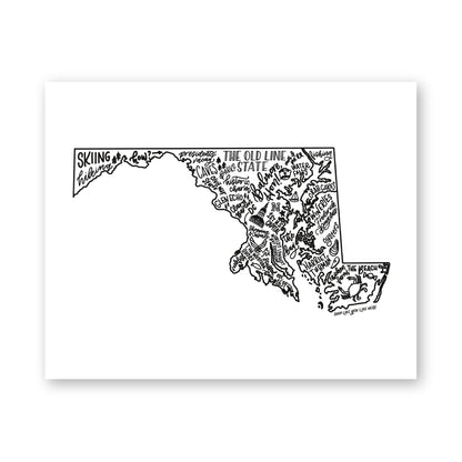 Maryland State Map Art Print 8x10 | Chesapeake Bay Map Print