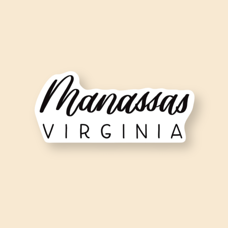 Manassas VA Town Stickers | Hand Lettered Virginia Stickers