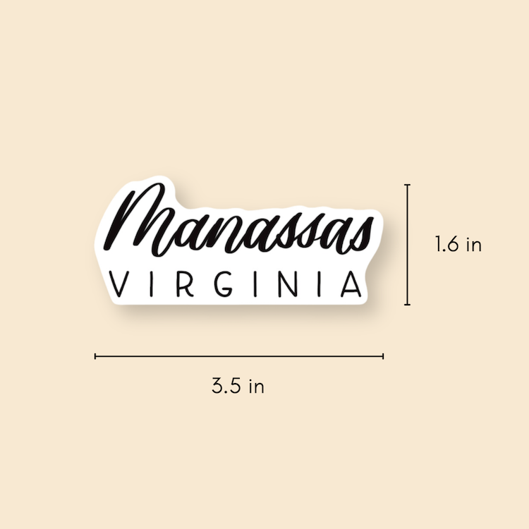 Manassas VA Town Stickers | Hand Lettered Virginia Stickers