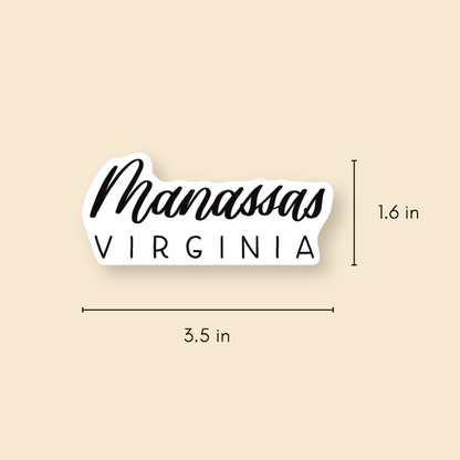 Manassas VA Town Stickers | Hand Lettered Virginia Stickers