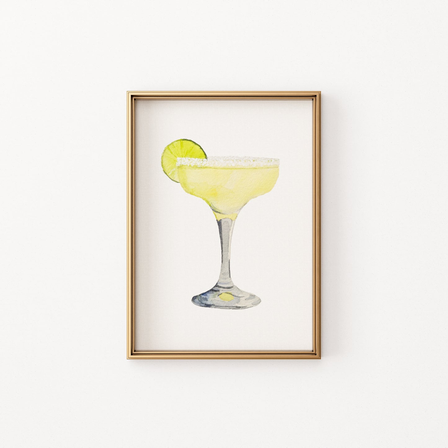 Margarita 5x7 Art Print, Summer Cocktail Print Watercolor