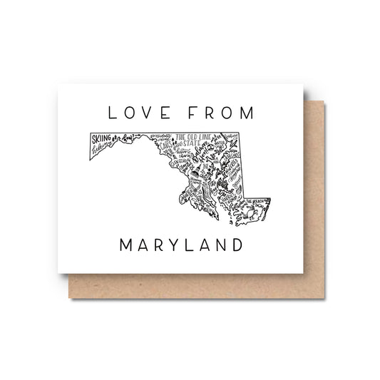 Maryland State Map Greeting Card