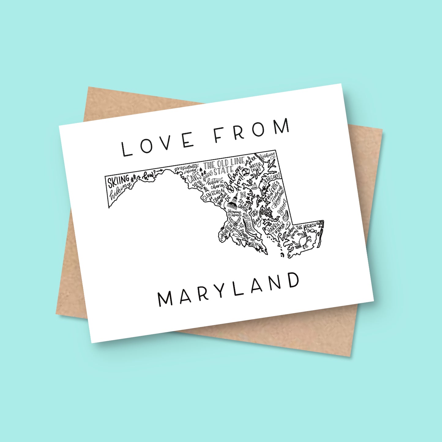 Maryland State Map Greeting Card