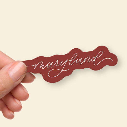 Mini Maryland Stickers | Red Maryland Script Stickers
