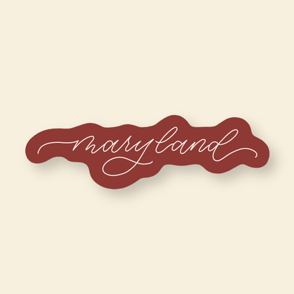 Mini Maryland Stickers | Red Maryland Script Stickers