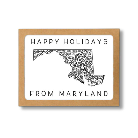 Maryland State Map Happy Holidays Greeting Card Box Set