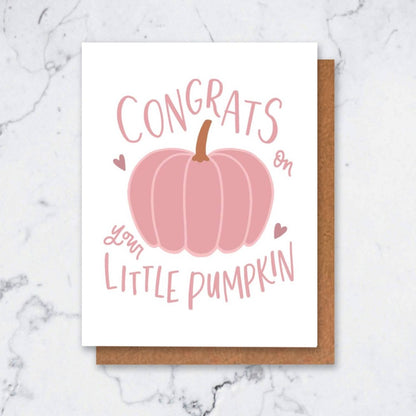 Little Pumpkin Baby Girl Card | New Baby Greeting Cards Fall