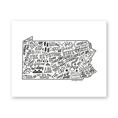 Pennsylvania Map Print 8x10 | PA State Map Art Print