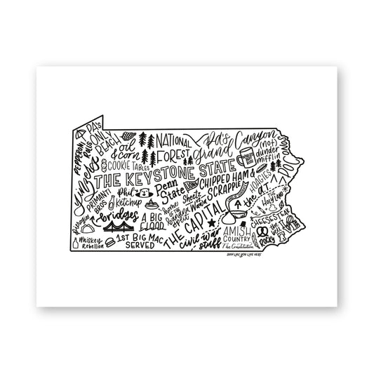 Pennsylvania Map Print 8x10 | PA State Map Art Print