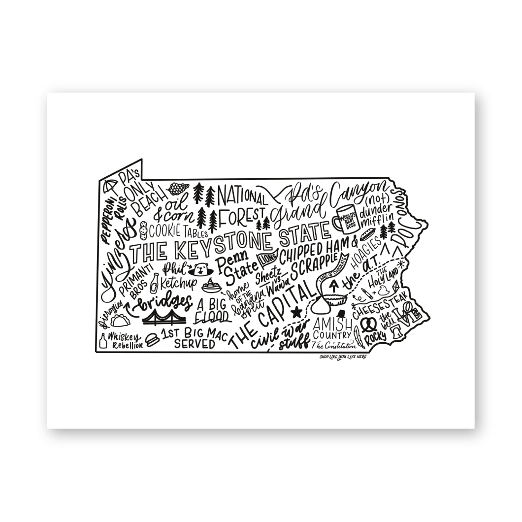 Pennsylvania Map Print 11x14 | PA State Map Art Print
