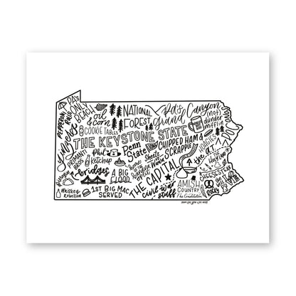 Pennsylvania Map Print 11x14 | PA State Map Art Print