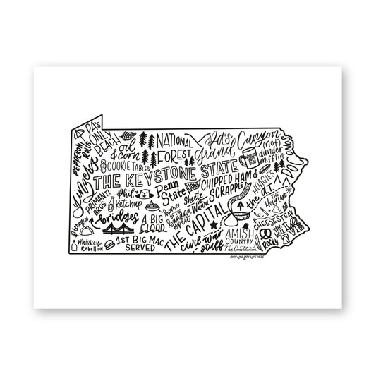 Pennsylvania Map Print 11x14 | PA State Map Art Print