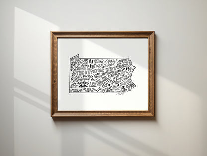 Pennsylvania Map Print 8x10 | PA State Map Art Print