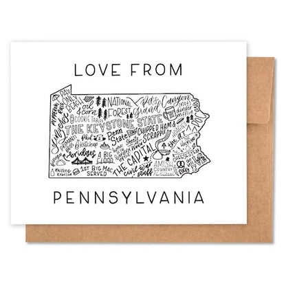 Pennsylvania Map Greeting Card | Pennsylvania Gifts