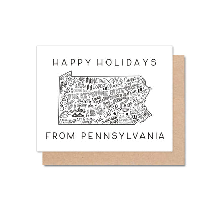 Pennsylvania State Map Happy Holidays Greeting Card Box Set
