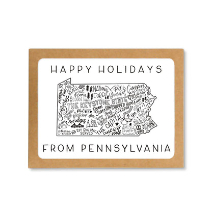 Pennsylvania State Map Happy Holidays Greeting Card Box Set