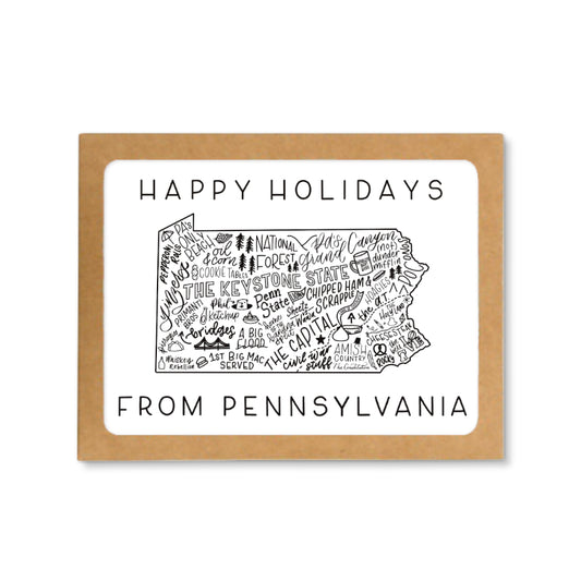 Pennsylvania State Map Happy Holidays Greeting Card Box Set