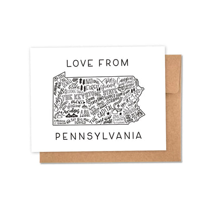 Pennsylvania Map Greeting Card | Pennsylvania Gifts
