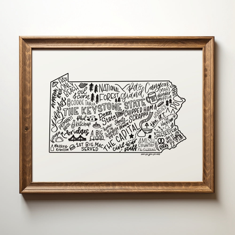 Pennsylvania Map Print 11x14 | PA State Map Art Print