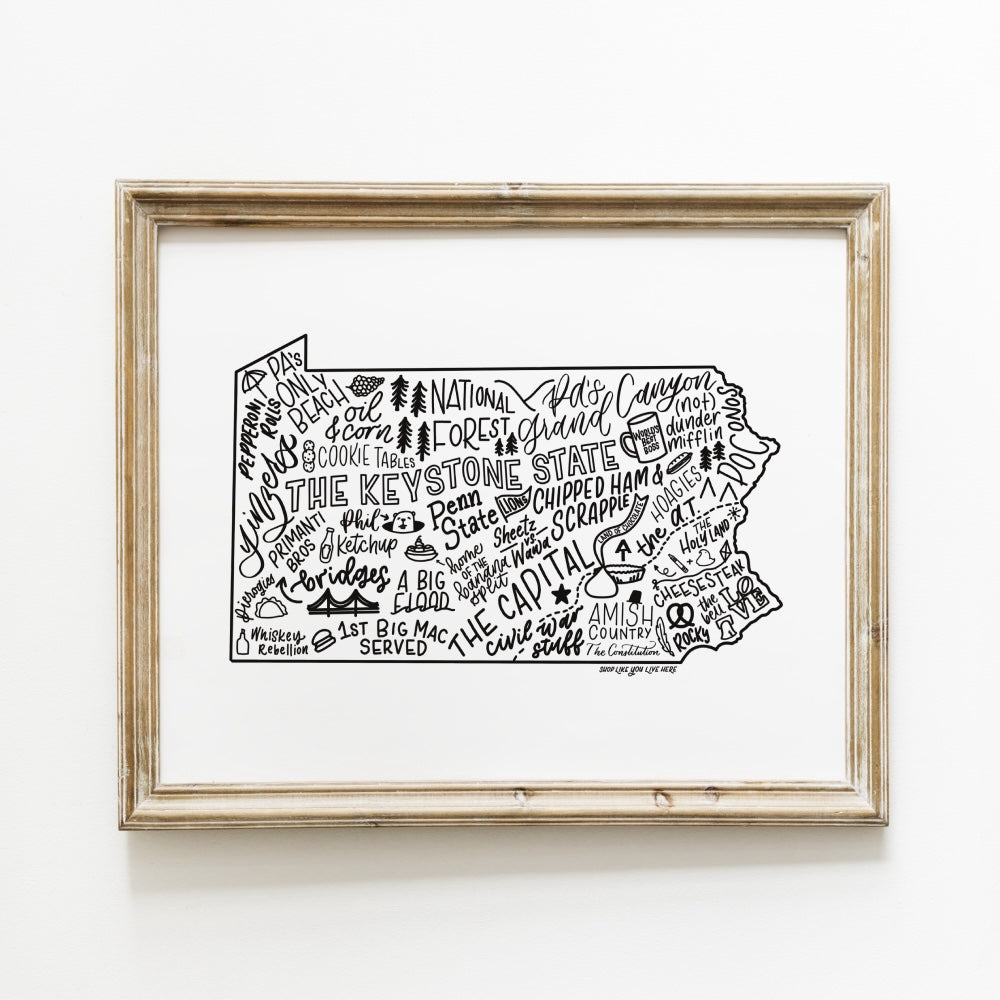 Pennsylvania Map Print 11x14 | PA State Map Art Print