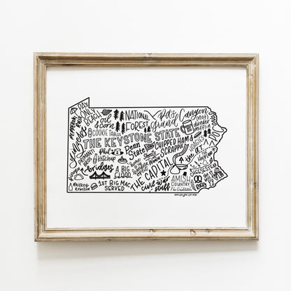 Pennsylvania Map Print 11x14 | PA State Map Art Print