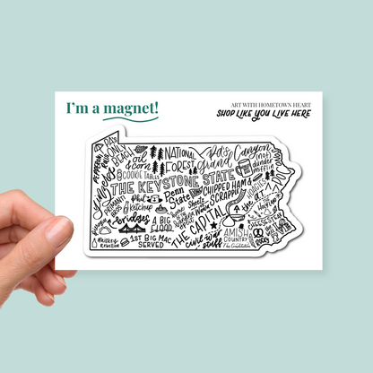 Pennsylvania Magnet | Hand-Drawn State Map Magnet