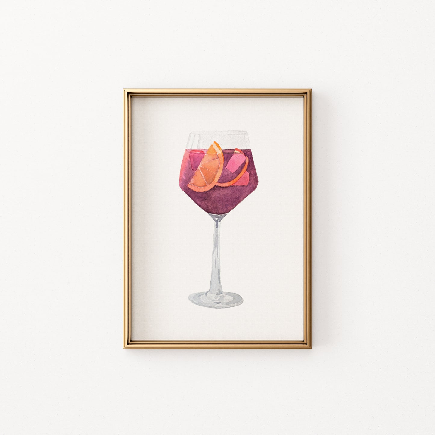 Sangria Summer Cocktail Print Watercolor, 5x7 Bar Cart Art