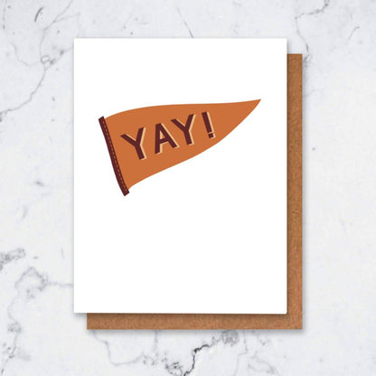 Maroon & Orange Pennant Graduation Cards for Him or for Her