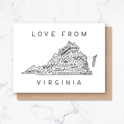 Virginia State Map Greeting Card Box Set of 8