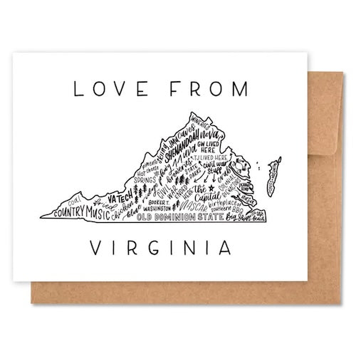 Virginia State Map Greeting Card | Virginia Made