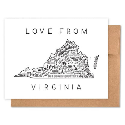 Virginia State Map Greeting Card | Virginia Made