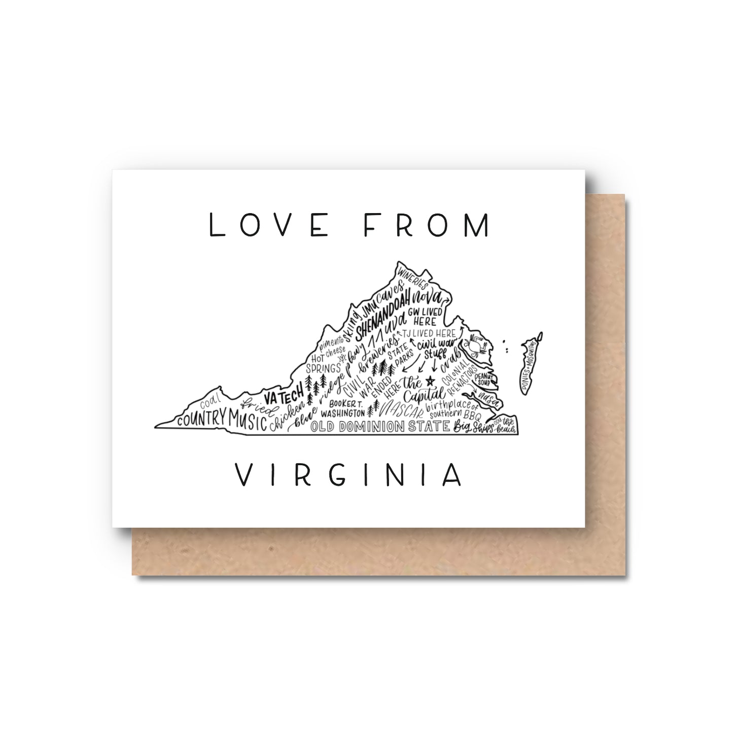 Virginia State Map Greeting Card | Virginia Made