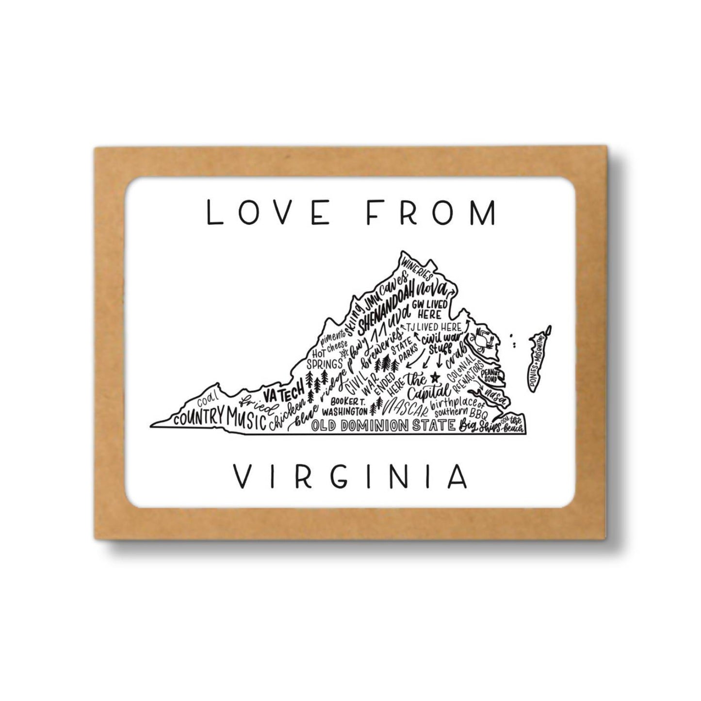 Virginia State Map Greeting Card Box Set of 8