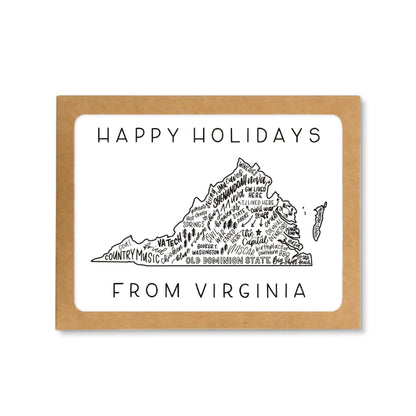 Virginia State Map Happy Holidays Card Box Set