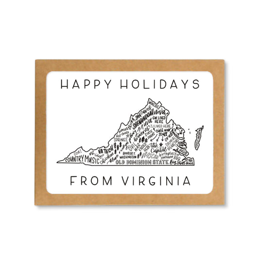 Virginia State Map Happy Holidays Card Box Set