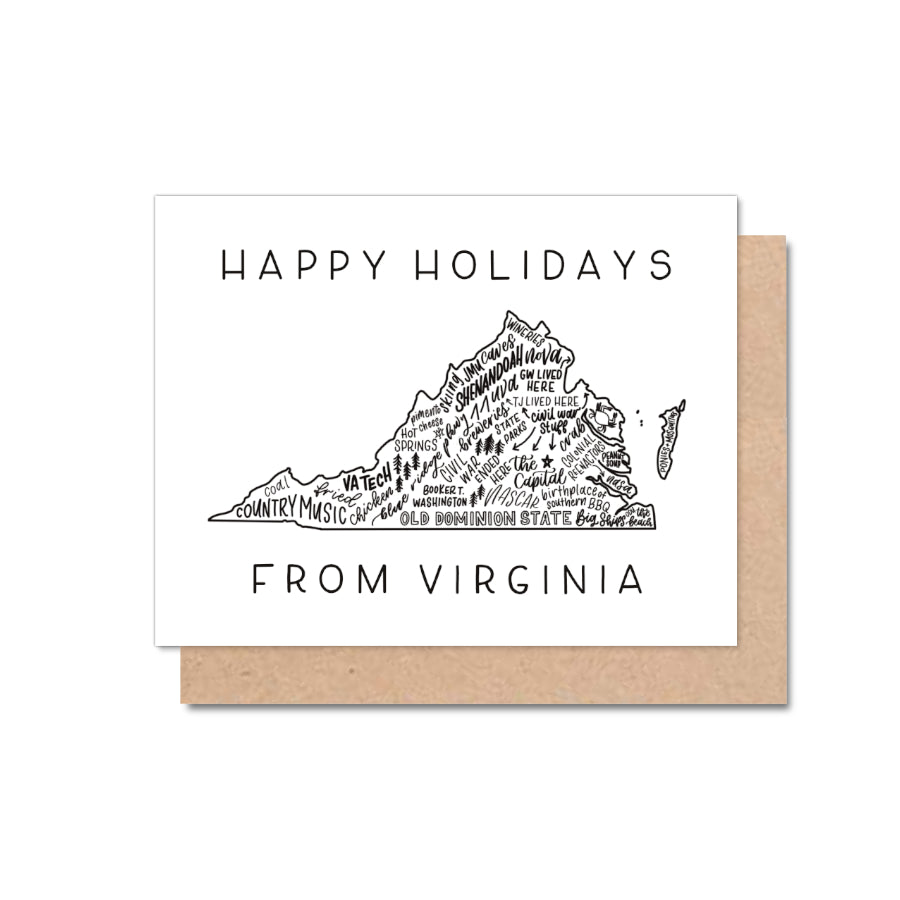 Virginia State Map Happy Holidays Card Box Set