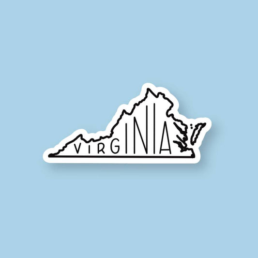 Small Virginia Sticker Black & White, Virginia State Sticker